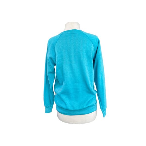 Vintage Bright Blue Unisex Crewneck Sweatshirt | No Size Label - Picture 2 of 6